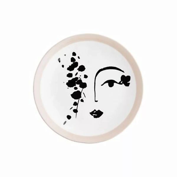 BUTLERS LINE ART Teller Gesicht mit rosa Rand Ø21cm schwarz/weiß günstig online kaufen