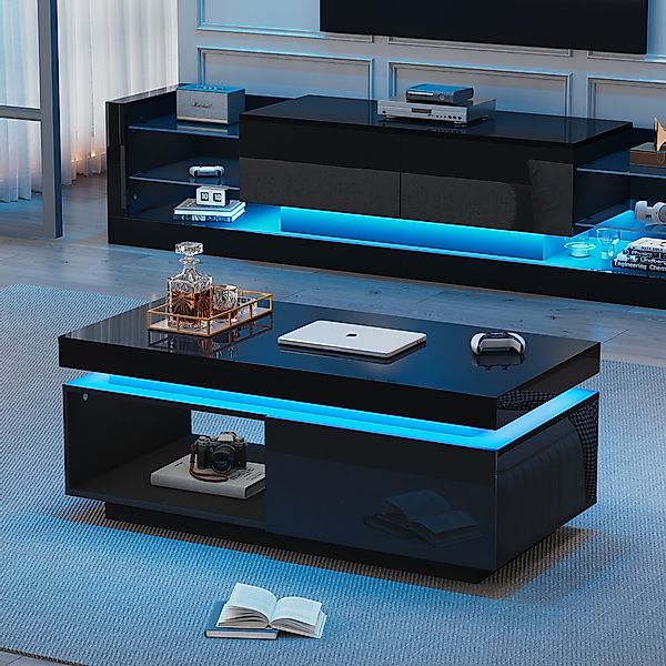 HAUSS SPOLE Couchtisch Hochglanz mit LED-Beleuchtung, günstig online kaufen