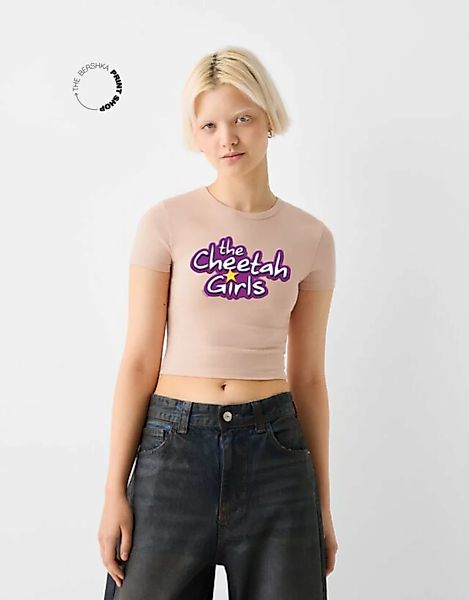 Bershka T-Shirt Mit Kurzen Ärmeln Cheetah Girls Damen L Rosa günstig online kaufen