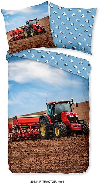 good morning Kinderbettwäsche »Working Tractor«, Biber, 135x200, Warm, Weic günstig online kaufen
