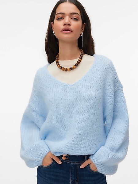 Vero Moda Strickpullover "VMMAYBE LS 2WAY V-NECK PULLOVER NOOS" Kunstfaser, günstig online kaufen