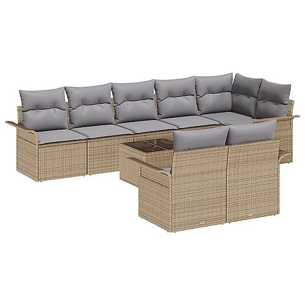 vidaXL Loungesofa 9-teiliges Garten Sofa Set mit Kissen Schwarz Poly Rattan günstig online kaufen