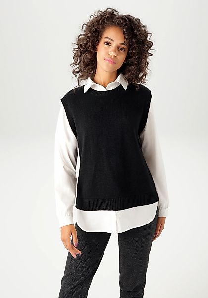 Aniston CASUAL Strickpullover, mit Bluseneinsatz - NEUE KOLLEKTION günstig online kaufen