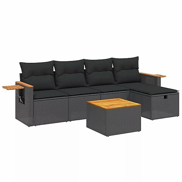 vidaXL 6-tlg Garten-Sofagarnitur mit Kissen Schwarz Poly Rattan Modell 168 günstig online kaufen