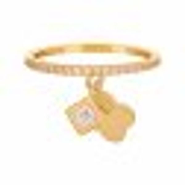 Ring 925 Sterling Silber gelb vergoldet mit Anhängern Kleeblatt Zirkonia günstig online kaufen