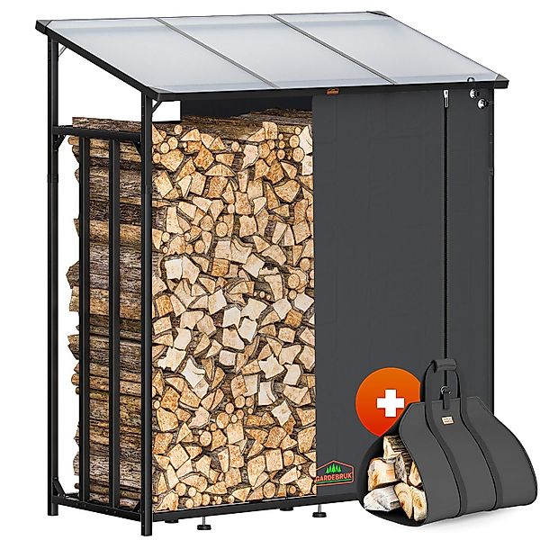 Gardebruk Kaminholzregal, Außen Stahl XXL Schwarz günstig online kaufen