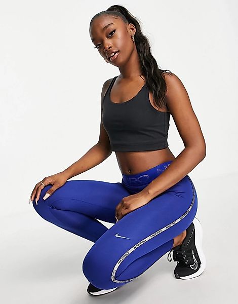 Nike – Pro Training – Glänzende Leggings in Blau günstig online kaufen