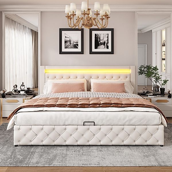 STILVORA Polsterbett Funktionsbett 180x200 mit Stauraum,Doppelbett günstig online kaufen