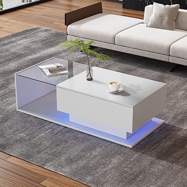 HAUSS SPOLE Couchtisch Hochglanz mit Glasplatte günstig online kaufen