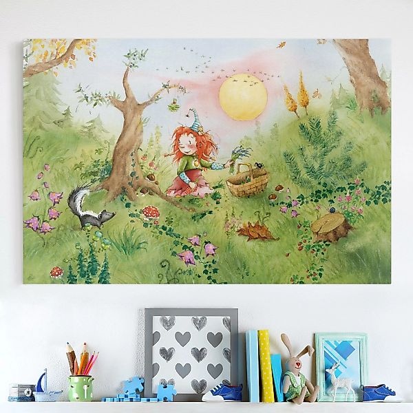 Leinwandbild Kinderzimmer - Querformat Frida die kleine Waldhexe - Frida sa günstig online kaufen
