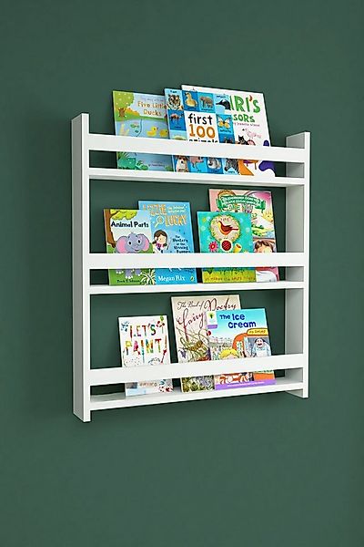 gowoll Kinderregal Bücherregal Kinder Wandregal Weiß 79x74 cm mit 3 Ablagen günstig online kaufen
