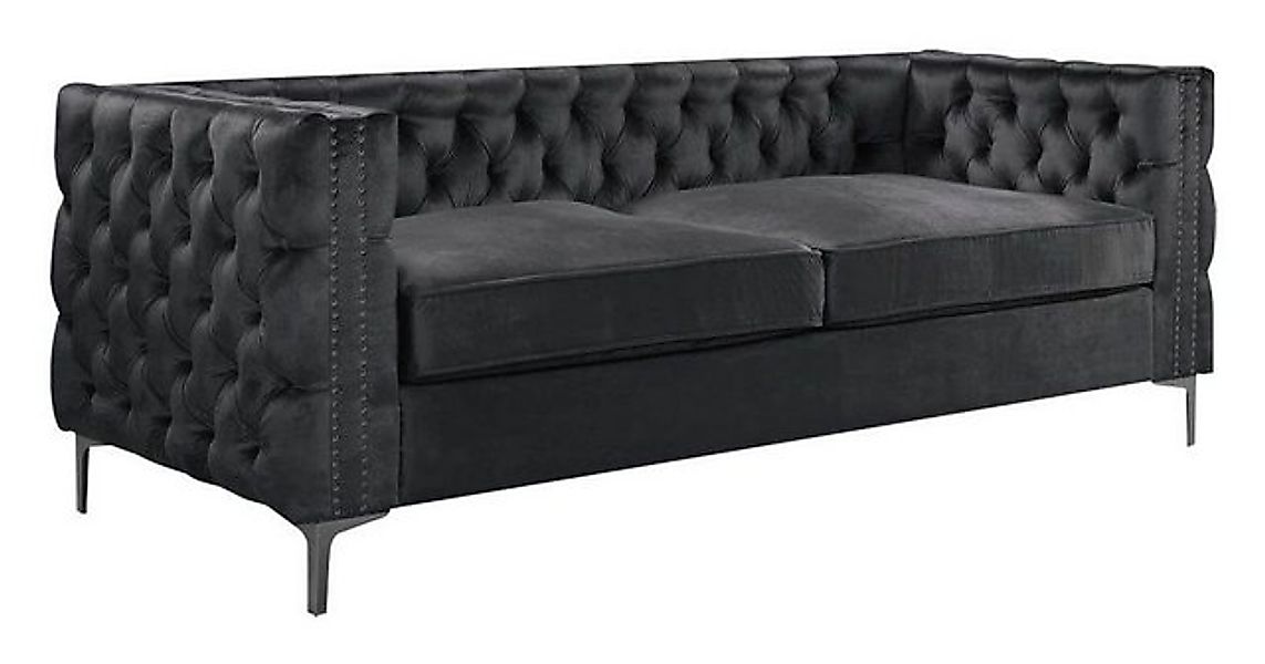 Xlmoebel Chesterfield-Sofa Luxus Chesterfield Couch Schwarz Samt Stoff Sofa günstig online kaufen