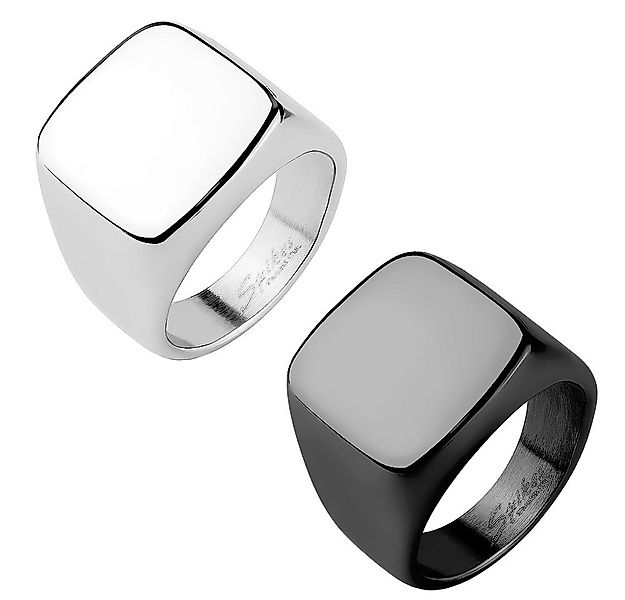 Taffstyle Fingerring Herren Siegelring Edelstahl Quadrat Massiv Schwarz Grö günstig online kaufen