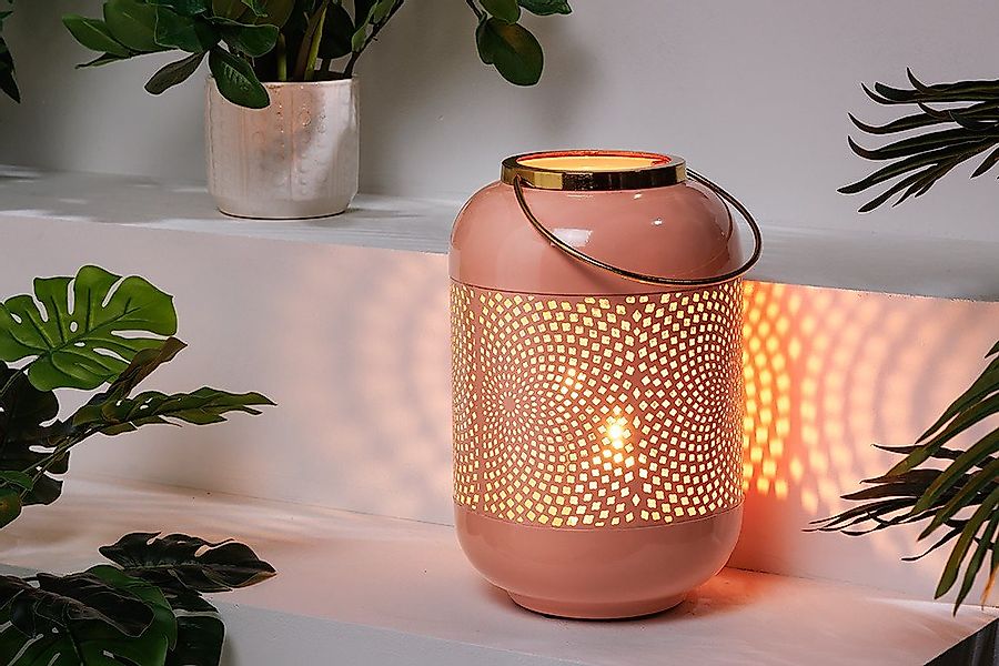 riess-ambiente Windlicht CANDLELIGHT 30cm pastell-rosa / gold (Einzelartike günstig online kaufen