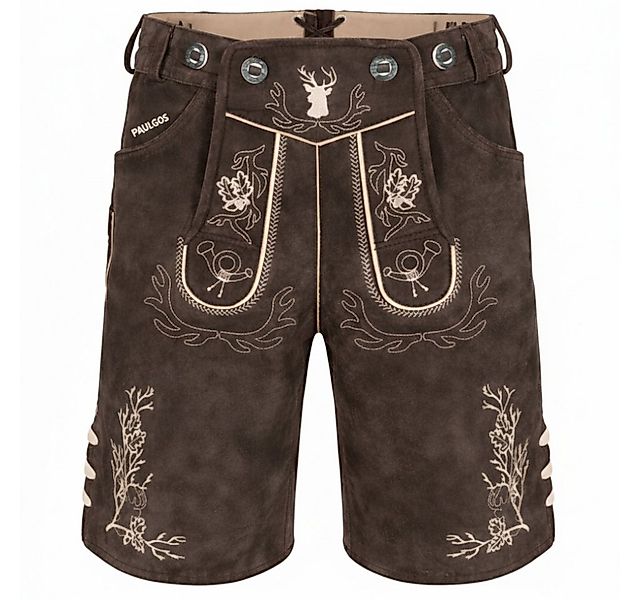 PAULGOS Trachtenhose Herren Lederhose Kurz mit Trägern 100% Echtleder - HK3 günstig online kaufen