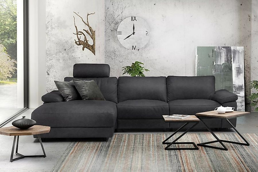KAWOLA Sofa LOLA Ecksofa XL schwarz mit motorischer Relaxfunktion versch. B günstig online kaufen