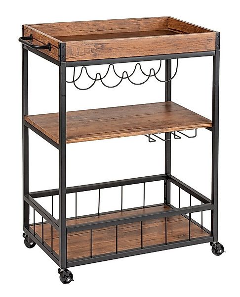 WENKO Servierwagen Modell Rustico, Küchenwagen mit Weinglashalter und Flasc günstig online kaufen