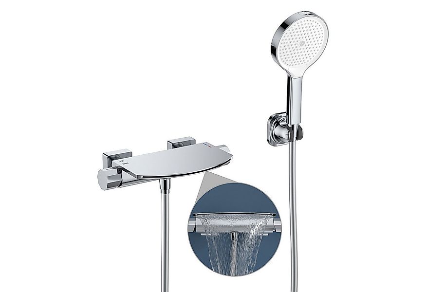 HOMELODY Brausegarnitur Badewannenarmatur verchromt, Wasserfall Wannenarmat günstig online kaufen