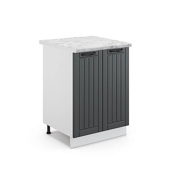 Vicco Küchenunterschrank Fame-Line Anthrazit Landhaus/Weiß 60 cm AP Marmor günstig online kaufen