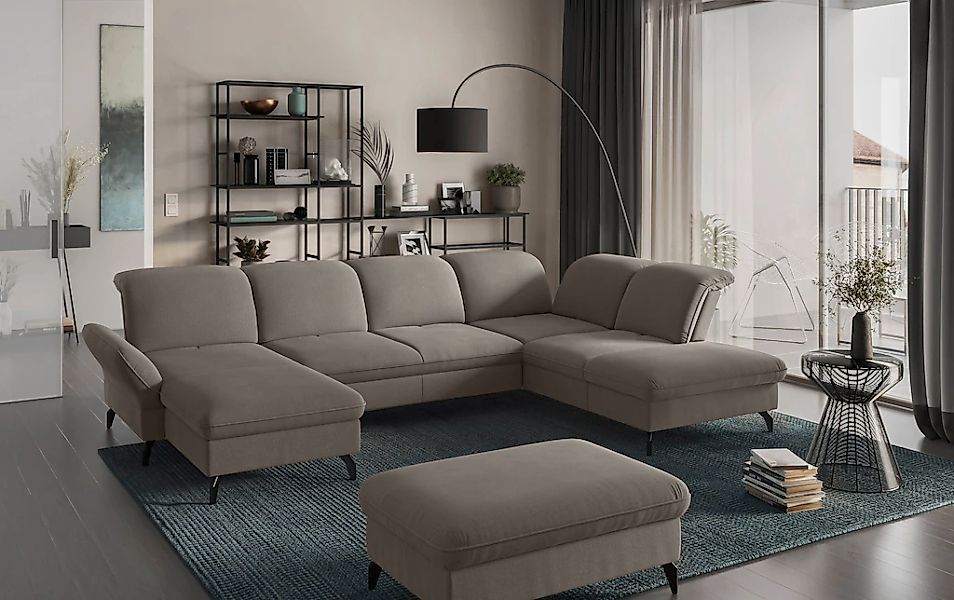 sit&more Wohnlandschaft "Leandro U-Form", Wahlweise mit Bett-, Kopfteil - u günstig online kaufen