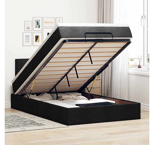 vidaXL Bett, Ottoman-Bett mit Matratze Schwarz 120x200 cm Stoff günstig online kaufen