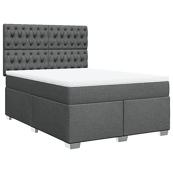 vidaXL Boxspringbett mit Matratze Dunkelgrau 140x200 cm Stoff 3292819 günstig online kaufen