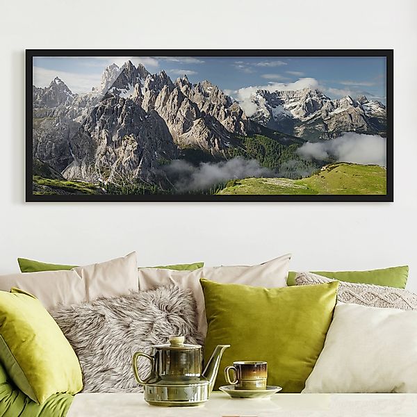 Bild mit Rahmen - Panorama Cadini di Misurina in Italien günstig online kaufen