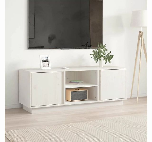 furnicato TV-Schrank Weiß 110x35x40,5 cm Massivholz Kiefer günstig online kaufen