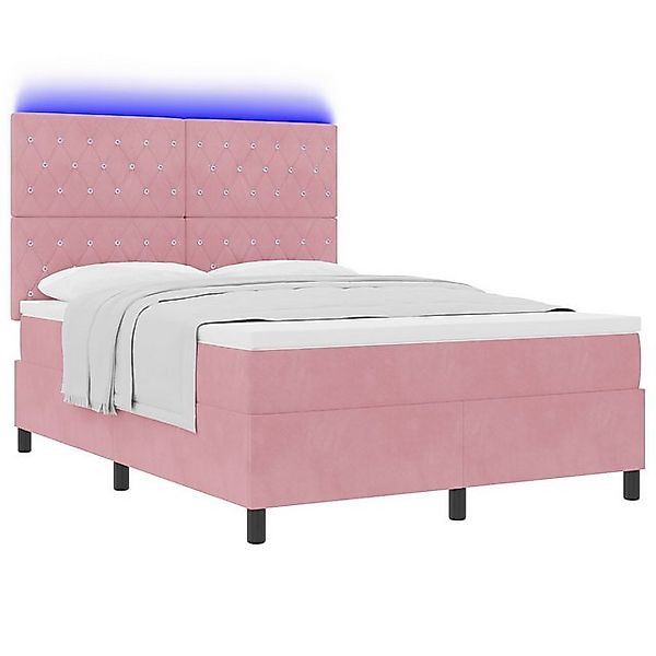 vidaXL Bett LED Boxspringbett mit Matratze Rosa 160x200 cm Samt (1-tlg) günstig online kaufen