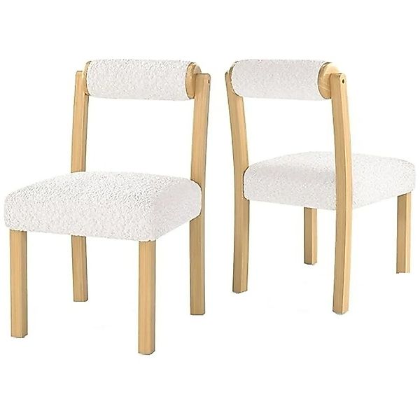 Costway 2er Set Küchenstühle mit Zylindrischer Rückenlehne Natur&Weiß günstig online kaufen