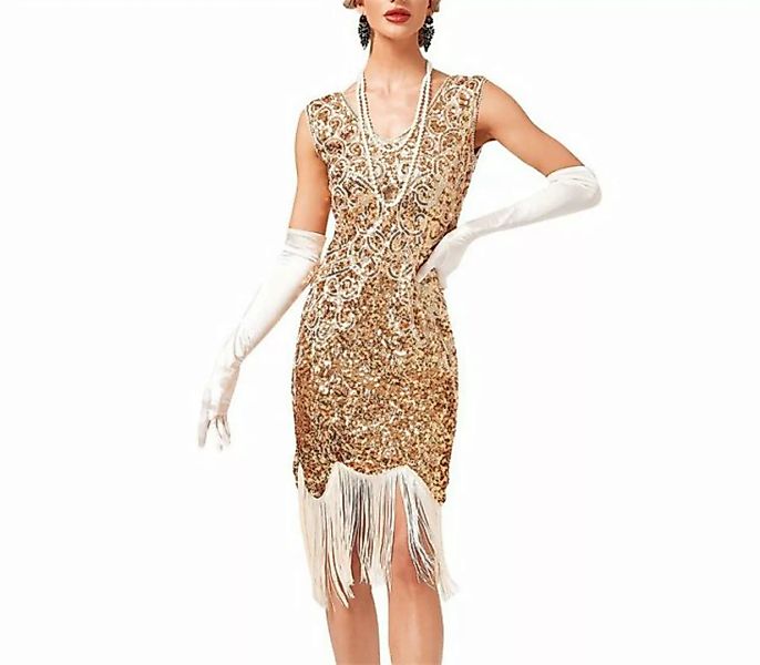 AFAZ New Trading UG Abendkleid Damen 1920er Jahre V-Ausschnitt Pailletten F günstig online kaufen
