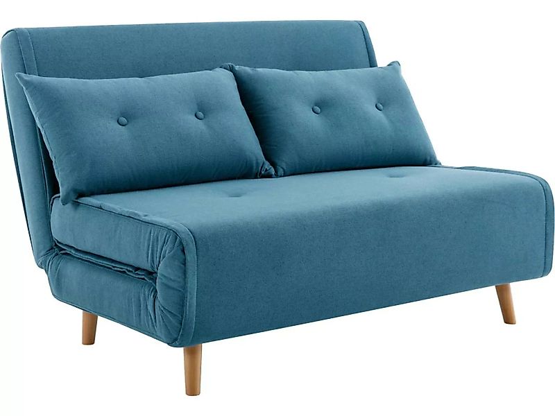 Sofa 2-Sitzer mit Schlaffunktion - Stoff - Blau - URIBIA günstig online kaufen
