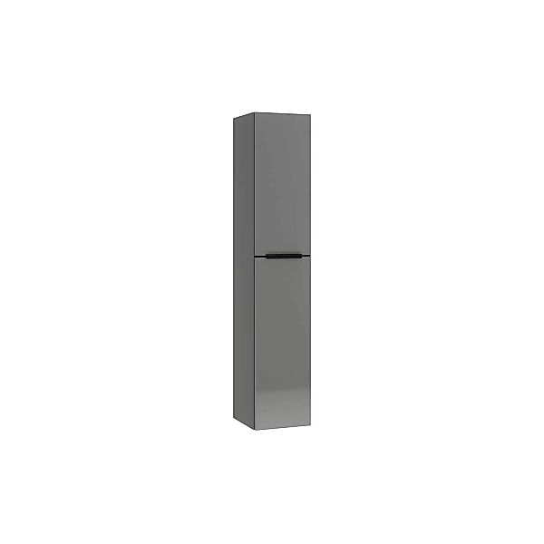 Badezimmer Midischrank mit Türanschlag rechts in Hochglanz grau mit schwarz günstig online kaufen