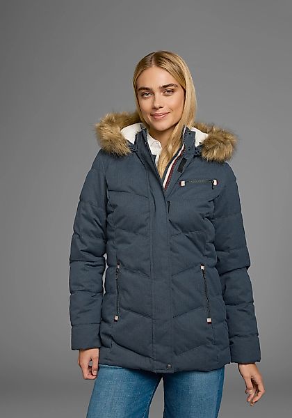 Polarino Steppjacke, mit Kapuze, mit abnehmbarer Kapuze, mit Fellimitat, vi günstig online kaufen