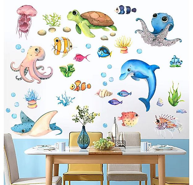 Montegoni Wandtattoo Wandtattoo Unterwasserwelt Oktopus Meeresschildkröte F günstig online kaufen