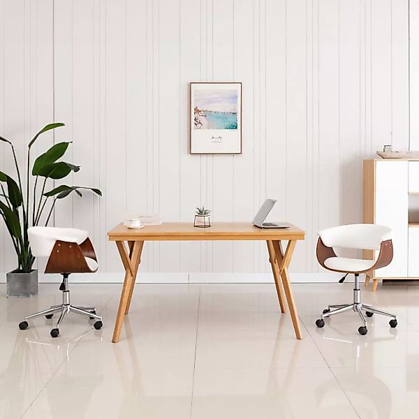 Drehbare Esszimmerstühle 2 Stk. Weiß Kunstleder günstig online kaufen
