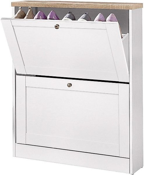 Home affaire Schuhschrank Heide Breite 70 cm, mit 2 Klappen und Facettenfro günstig online kaufen