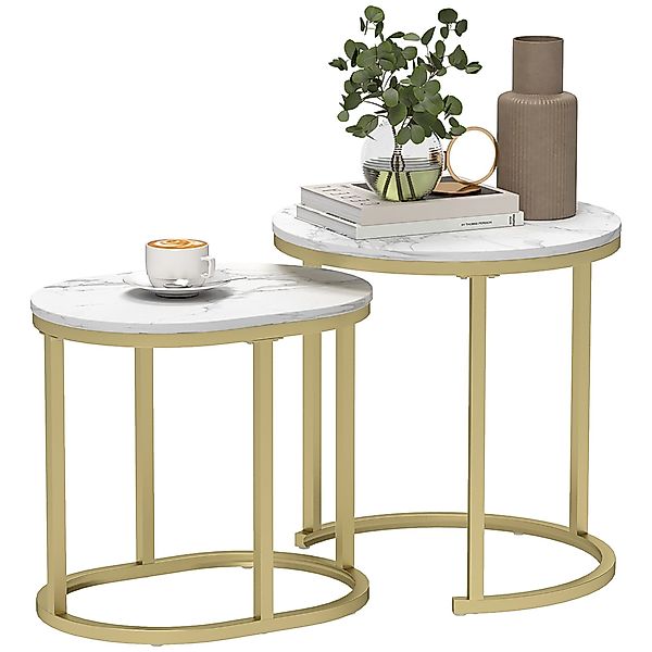HOMCOM Couchtisch 2er Set Stapelbarer Kaffeetisch günstig online kaufen