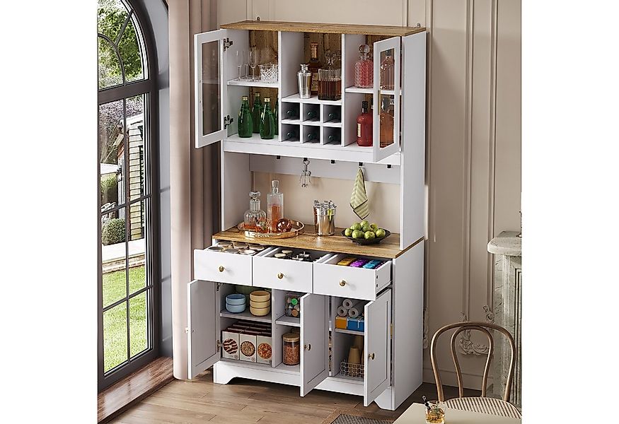 HAUSS SPOLE Küchenbuffet mit Weinregal,Highboard Aufwahrungsschrank mit Sch günstig online kaufen