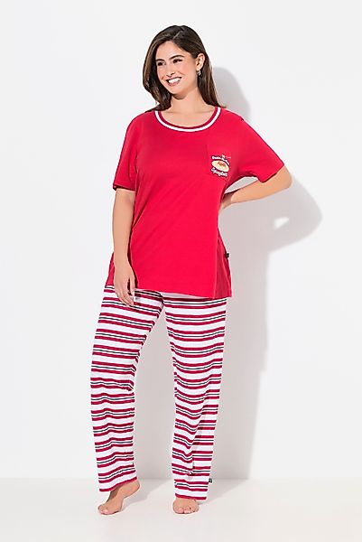 Ulla Popken Pyjama Pyjama Ringelhose Rundhals günstig online kaufen
