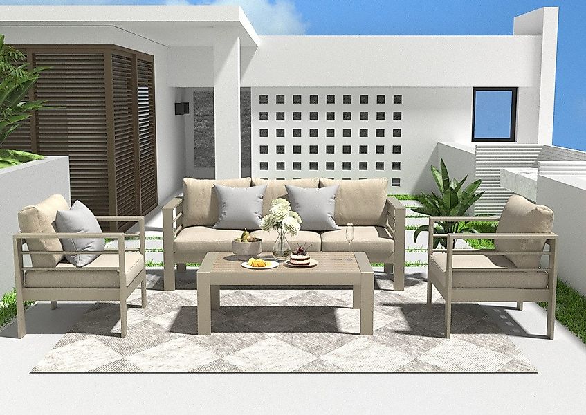 MeXo Gartenlounge-Set Terrassenmöbel Set Aluminium 5 günstig online kaufen