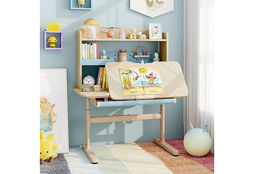 COSTWAY Kindertisch, mit Regal & Schublade, höhenverstellbarer, ab 3 Jahre günstig online kaufen