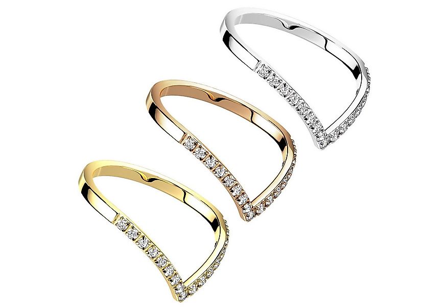 Taffstyle Fingerring Damen Shevron Ring mit kleinen Kristallen Rosegold Grö günstig online kaufen