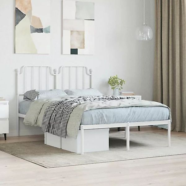 vidaXL Bett Bettgestell mit Kopfteil Metall Weiß 120x190 cm günstig online kaufen