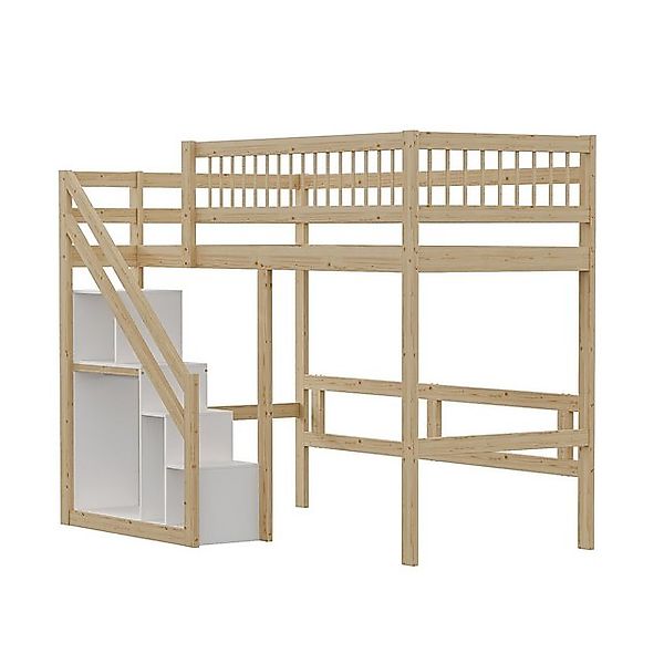 Gotagee Massivholzbett Kinderbett 90x200cm Jugendbett Einzelbett mit Lagerr günstig online kaufen