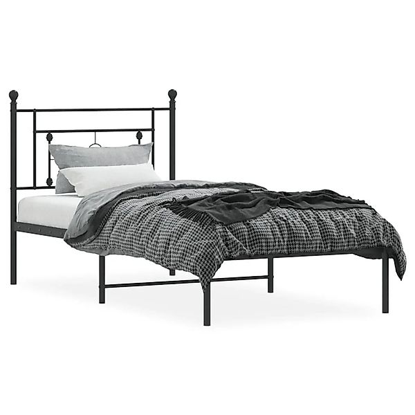 vidaXL Bettgestell mit Kopfteil Metall Schwarz 90x190 cm 374331 günstig online kaufen