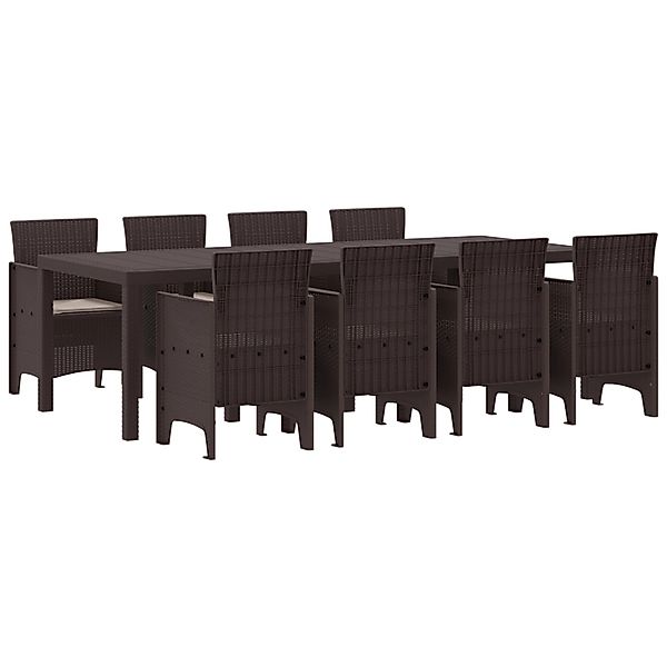 vidaXL 9-tlg Garten-Essgruppe mit Kissen Braun Poly Rattan 3378738 günstig online kaufen
