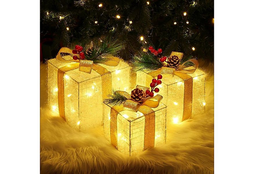 Elegear Weihnachtsfigur 3er Set LED Geschenkbox Weihnachten, Weihnachtsdeko günstig online kaufen
