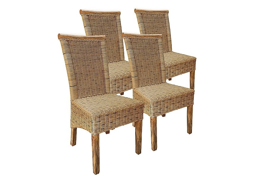 Amagohome Rattanstuhl Esszimmerstühle Set 4 Stück Rattanstuhl tabacco Perth günstig online kaufen