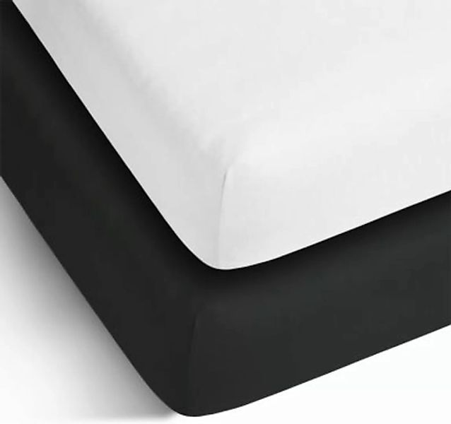 Aspero® 2 x Spannbettlaken aus Baumwolle Bettlaken schwarz/weiß Gr. 180-200 günstig online kaufen
